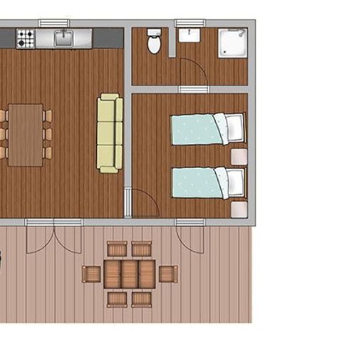 Chalet 6 personen - Klassiek XL | 2 slaapkamers | 4/6 pers.
