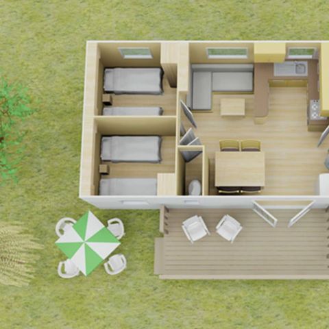 BUNGALOW 8 personnes - Mobil-home | Classic | 3 Ch. | 6/8 Pers. | Terrasse surélevée non couverte | Clim.