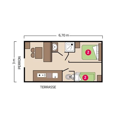 Unique 4 persons - 4 person caravan (pedestrian area)