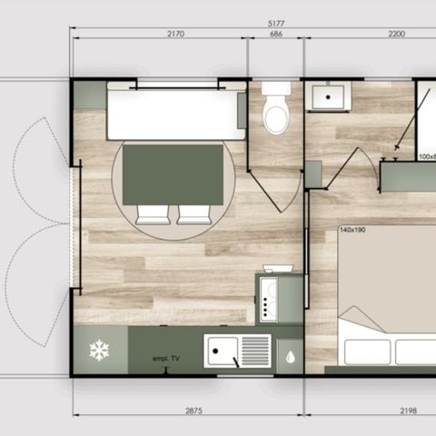 MOBILE HOME 2 people - Cocoon SPA range - 1 bedroom - 2 pers