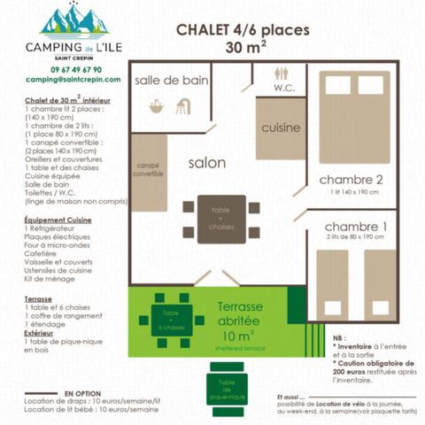 CHALET 6 personas - 2 hab 4/6 pers