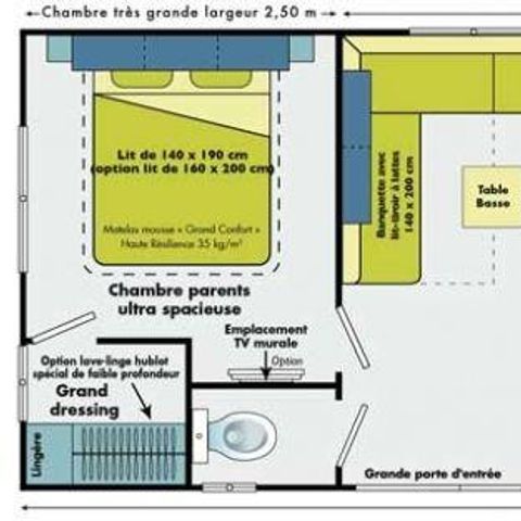 Stacaravan 4 personen - Stacaravan Fauvette 26m², 2 Volwassenen + 2 Kinderen , Overdekt terras