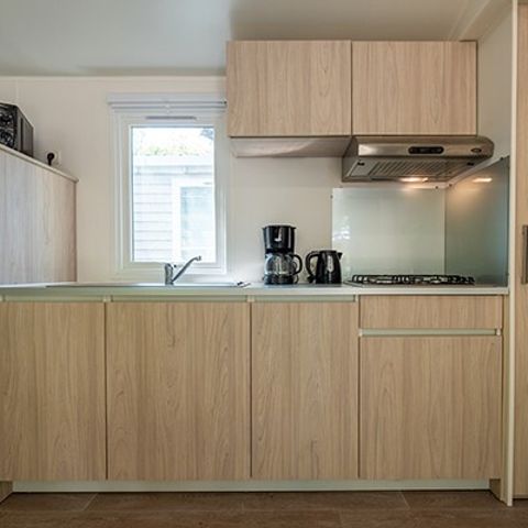 Mobilheim 6 Personen - Comfort XL | 3 Zi. | 6 Pers. | Erhöhte Terrasse | Klima.