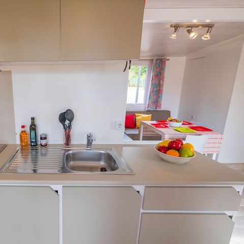 Mobilheim 6 Personen - Premium | 3 Zi. | 6 Pers. | Erhöhte Terrasse