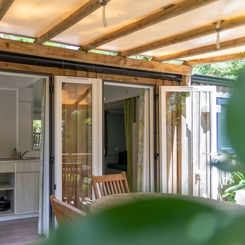Mobilheim 3 personen - CONFORT Mobilheim 1 Schlafz. VANILLA (2016) 22m² + Halbüberdachte Terrasse 2/3 Pers.