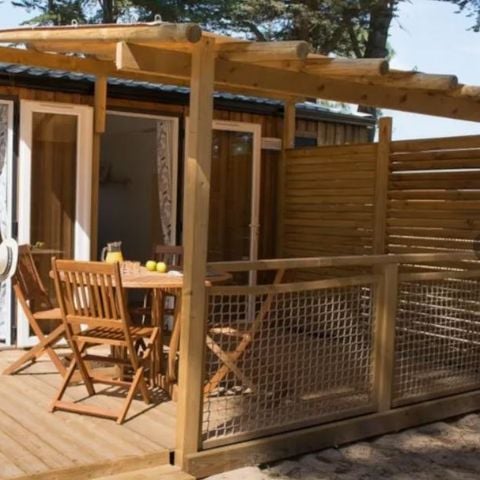 Stacaravan 3 personen - COMFORT Stacaravan 1bed. VANILLA (2016) 22m² + Half overdekt terras 2/3 pers.