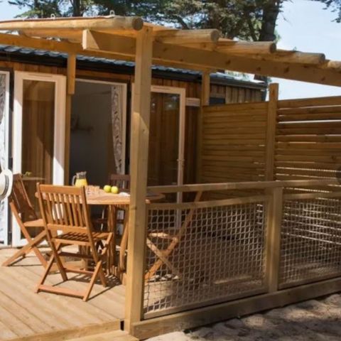 Stacaravan 3 personen - COMFORT Stacaravan 1bed. VANILLA (2016) 22m² + Half overdekt terras 2/3 pers.