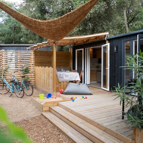 Stacaravan 4 personen - PREMIUM Stacaravan 2bed. GALET (2023) 31m² + Halfoverdekt terras 4 pers.