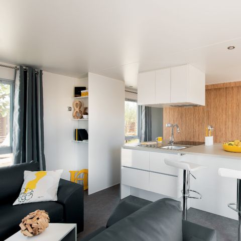 Stacaravan 4 personen - PREMIUM Stacaravan 2bed. DUNES (2015) 40m² + Halfoverdekt terras