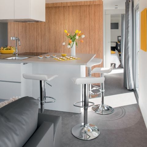Mobilhome 4 personnes - PREMIUM Mobil home 2ch. DUNES (2015) 40m² + Terrasse semi-couverte