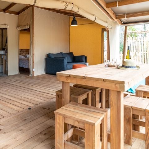 TENTE 5 personnes - Tente 2ch. GIROFLEE (2023) 32 m² + Terrasse semi-couverte 4/5 pers