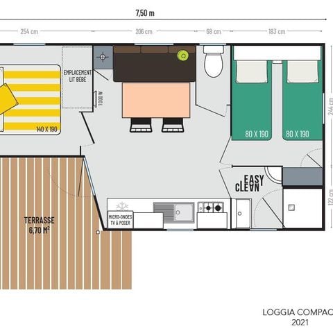 Mobile home 4 persons - "Loggia" 2 bedrooms