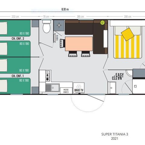 MOBILE HOME 6 people - 3-bedroom Titania mobile home with covered terrace