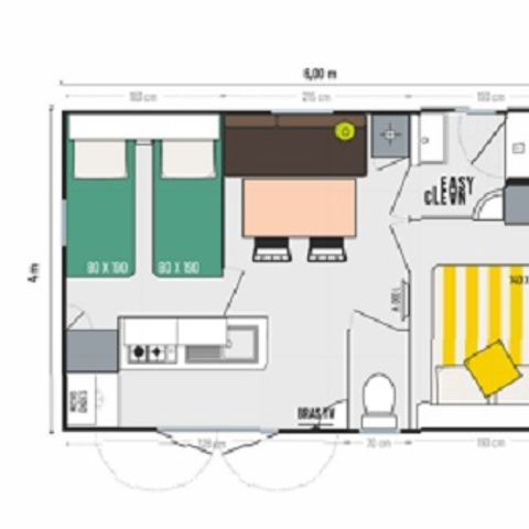 MOBILHOME 4 personnes - Mobil-home Riviera 2 chambres avec terrasse couverte