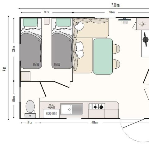 BUNGALOW 4 personnes - "Mercure" climatisé 2 chambres