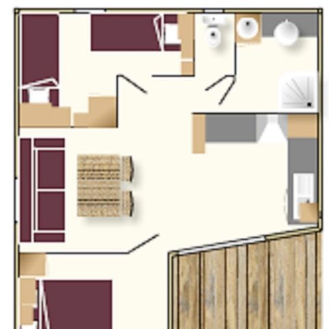 CHALET 4 personnes - Chalet cannelle 2 chambres avec terrasse couverte