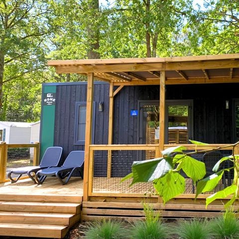 Stacaravan 6 personen - Homeflower Premium 35m² (3bed) + halfoverdekt terras + TV + LV + Plancha + Airconditioning + Bedlinnenpakket inbegrepen