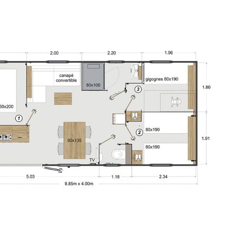 Mobilheim 6 Personen - RIVIERA LODGE