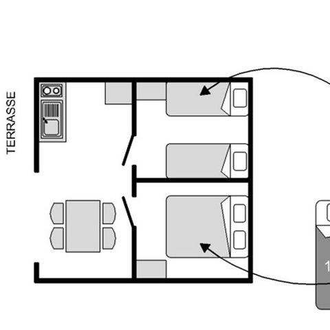 TIENDA DE LONA Y MADERA 5 personas - Sahari Lodge 2 habitaciones - sin baño - 19m² 2/5 pers
