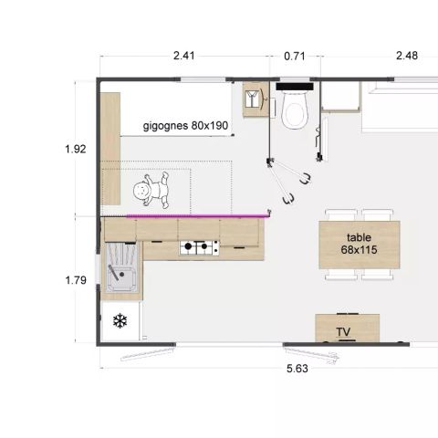 MOBILE HOME 4 people - Premium 3 Rooms 4 People Air-conditioned + TV + Jacuzzi