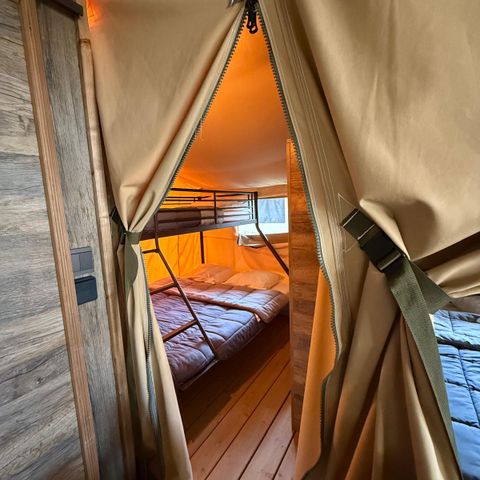 Tente en toile et en bois 5 personnes - Kabane Lodge 34 m²