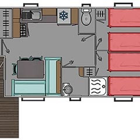 Mobilheim 6 Personen - MH Komfort 3 Schlafzimmer - Evo35