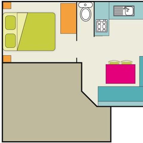 Mobilheim 5 Personen - Oasis Ti Confort 2 Zimmer 26m²