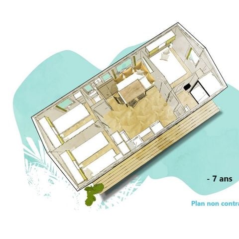 MOBILHOME 6 personnes - Cottage Confort - Terrasse semi couverte