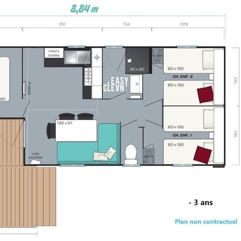 MOBILHOME 6 personnes - Cottage Confort - Terrasse couverte intégrée