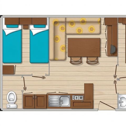 Mobilheim 6 Personen - 2 Schlafzimmer - TV