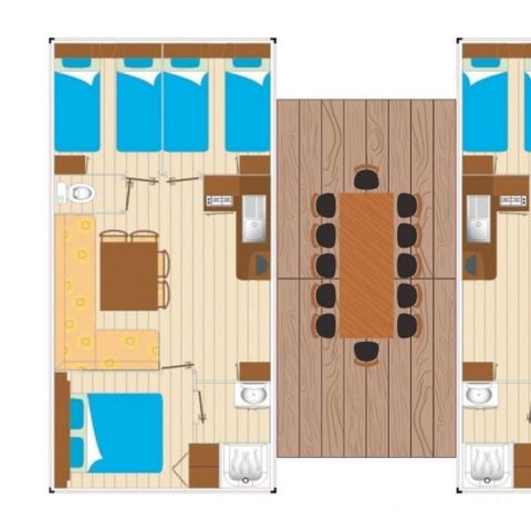 MOBILHOME 12 personnes - Mobil-home Tribu 12 personnes 6 chambres 2sdb 60m²
