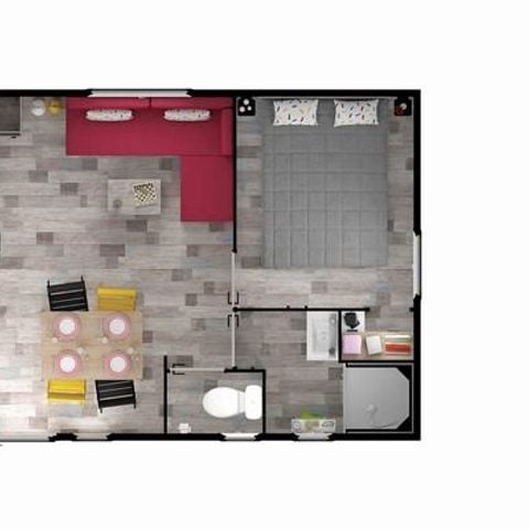 MOBILE HOME 4 people - BAHIA BOIS 29m² - 2 bedrooms with a covered wooden terrace and a solarium terrace