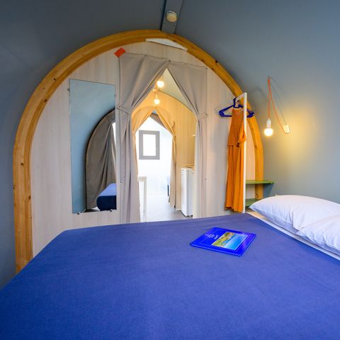 Tente en toile et en bois 4 personnes - D/ TENTE COCO SWEET 2 chambres - 16m²- Auvent toilé 4 pers