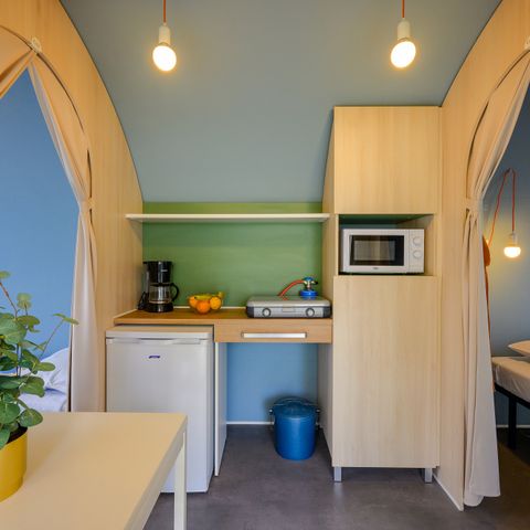Tente en toile et en bois 4 personnes - D/ TENTE COCO SWEET 2 chambres - 16m²- Auvent toilé 4 pers