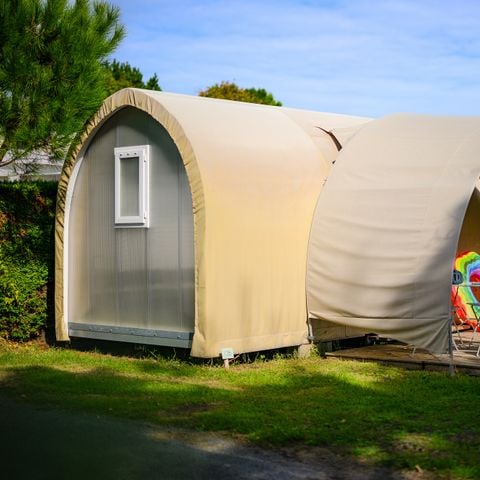TENTE TOILE ET BOIS 4 personnes - D/ TENTE COCO SWEET 2 ch / 4p - 16m²- Auvent toilé