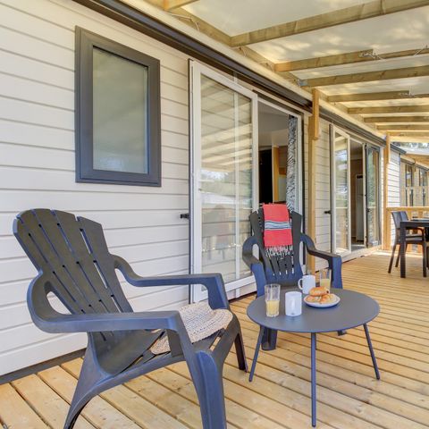 Stacaravan 6 personen - Mobile-home | Comfort XL | 2 slaapkamers | 4/6 pers. | Verhoogd terras | Airconditioning