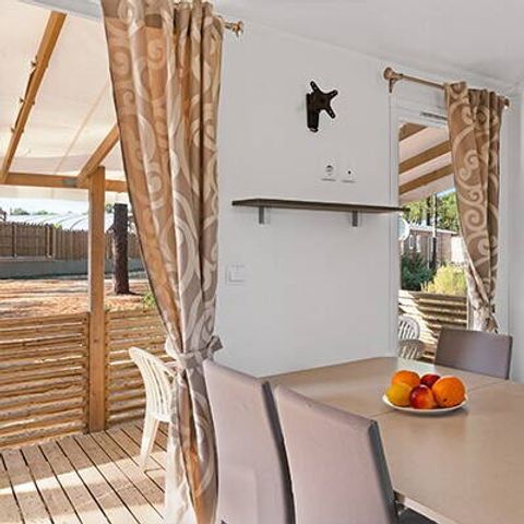 Bungalow 6 personen - Mobilheim | Classic | 3 Schlafz. | 6 Pers. | Erhöhte Terrasse | Klima.