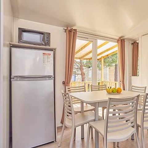 Bungalow 6 personen - Mobilheim | Premium | 3 Zi. | 6 Pers. | Erhöhte Terrasse