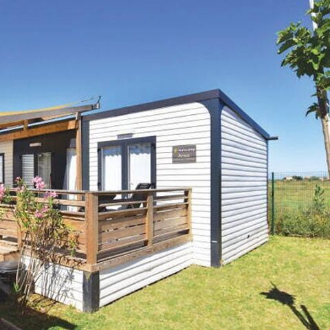 Bungalow 6 personen - Mobilheim | Premium | 3 Zi. | 6 Pers. | Erhöhte Terrasse