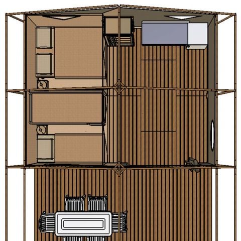 Canvas and wooden tent 5 persons - Le Lodge Canada 2ch. 5 pers.