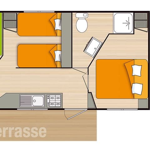 Stacaravan 6 personen - 4/6P Eco range + houten terras