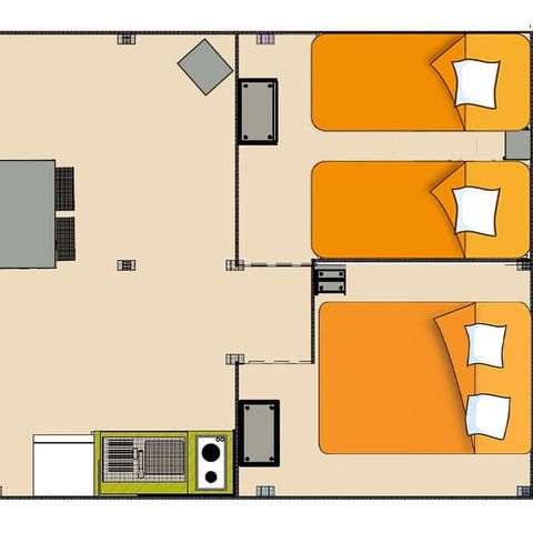 Tente en toile et en bois 4 personnes - Tente Lodge 4P