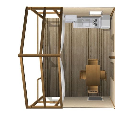 BUNGALOW IN TELA 4 persone - ECOLODGE 23 m² senza bagno, con rubinetto dell'acqua fredda e lavello in cucina, per 4 persone