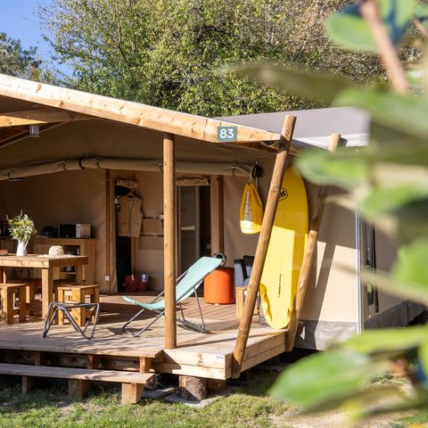 Chalet 4 personen - Cabane Cotton Confort 32m² - 3 Schlafzimmer + überdachte Terrasse + Fußgängerzone 6 Pers.