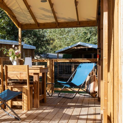 Chalet 4 personen - CosyFlower Confort 27m² - 2 Schlafzimmer + Überdachte Terrasse + LV + Fußgängerzone. 4 pers.