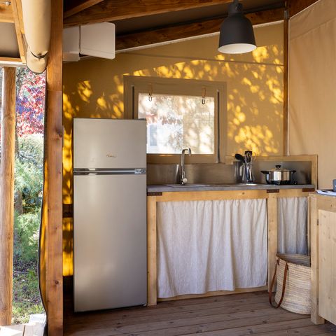 Safarizelt 4 personen - Cabane Cotton Confort 32m² - 2Zimmer + Überdachte Terrasse + Fußgängerzone 4 pers.