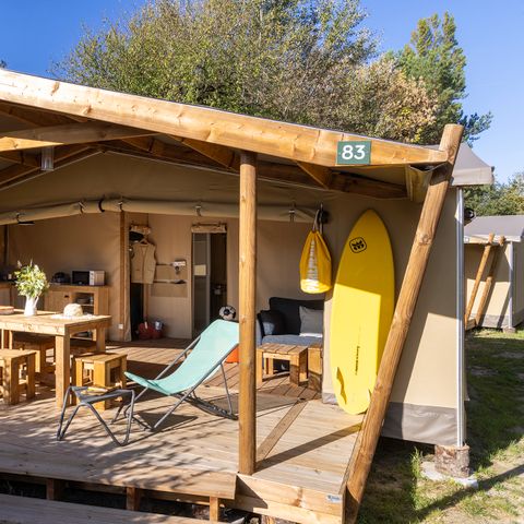 Safarizelt 4 personen - Cabane Cotton Confort 32m² - 2Zimmer + Überdachte Terrasse + Fußgängerzone 4 pers.