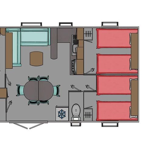 STACARAVAN 8 personen - COMFORT - Stacaravan Embruns 33 m² - 3 slaapkamers