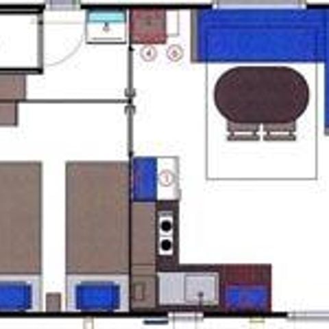 Stacaravan 1/4 personen - CALIFORNIA - DUO - TV - 2 slaapkamers - TV Terras