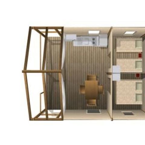 Tente en toile et en bois 4 personnes - ECOLODGE SAHARI 2 chambres (sans sanitaire) 1/4 pers